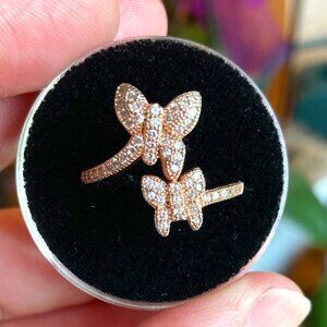 YGI sterling silver double butterfly ring (gold tone)
